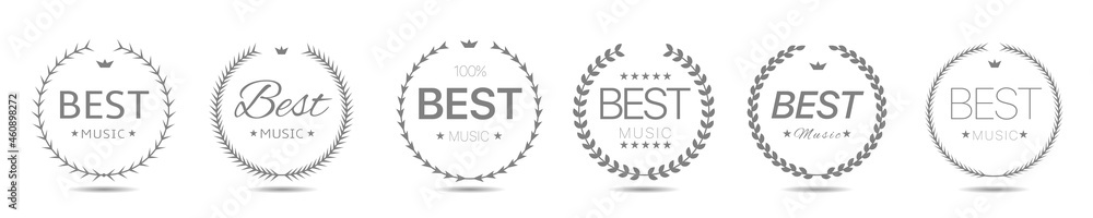 Best music award grey laurel wreath Vector Best music award grey laurel wreath Vector