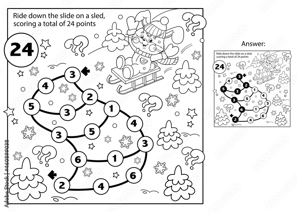 Vektorov Grafika Math Addition Game Puzzle For Kids Maze Coloring Vektorov grafika math addition game puzzle for kids maze coloring