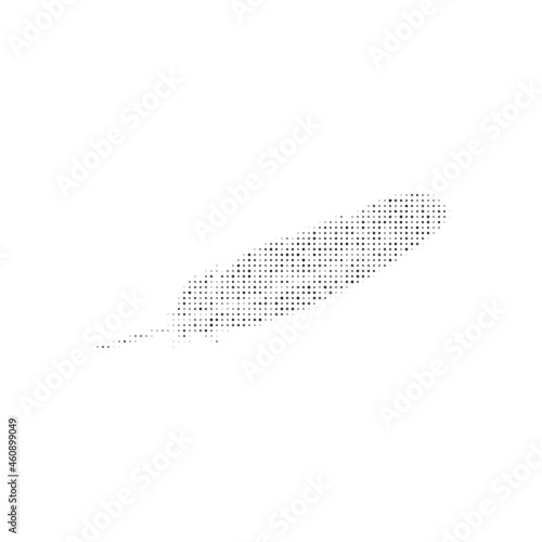 The feather symbol filled with black dots. Pointillism style. Vector illustration on white background © Alexey