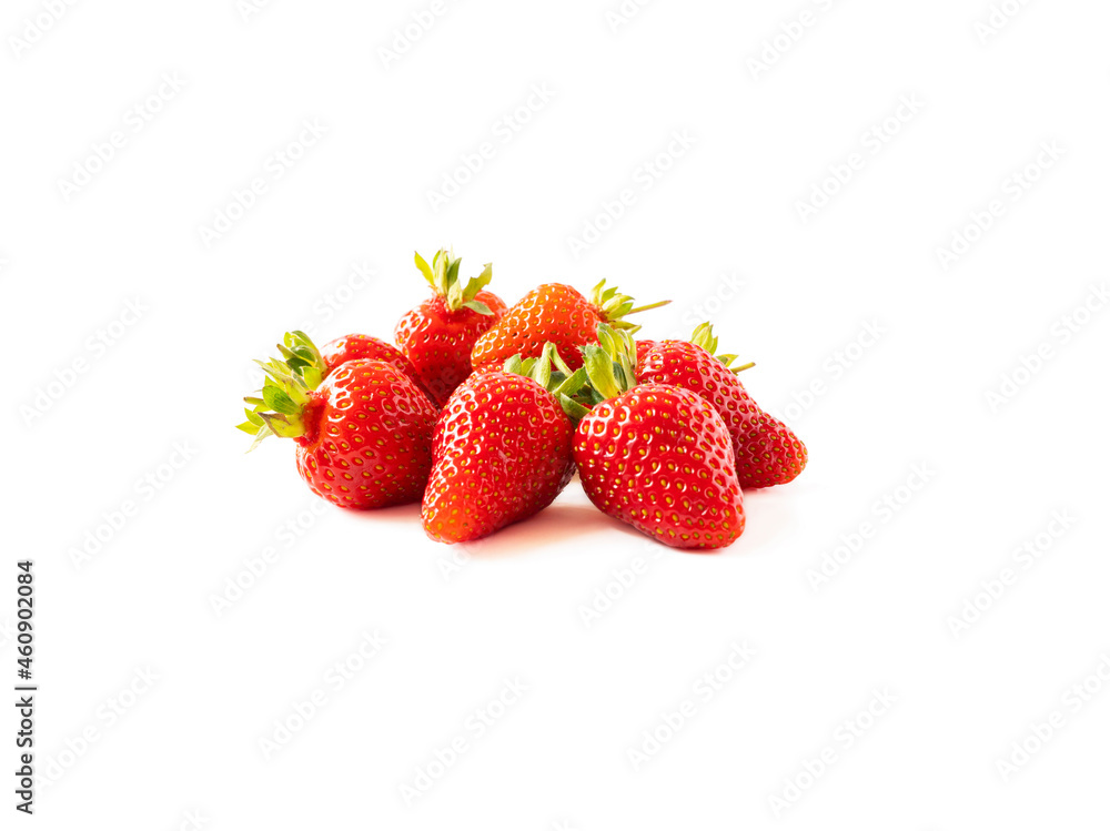 Fresh strawberries lay on white background. Ripe strawberry isolated on a white background. Strawberries with copy space for text. Fresh strawberries lay on white background. Ripe strawberry isolated on a white background. Strawberries with copy space for text.