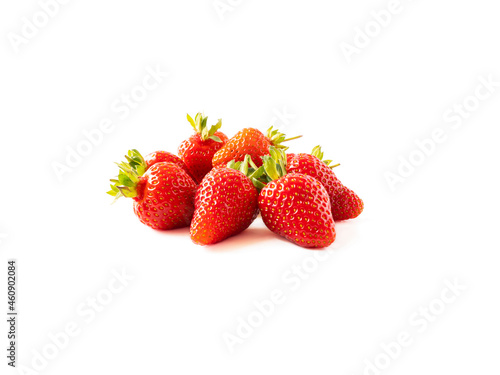 Fresh strawberries lay on white background. Ripe strawberry isolated on a white background. Strawberries with copy space for text.