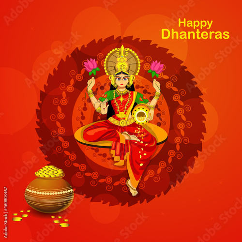 Happy Dhanteras Greeting Card Design  Indian Festival