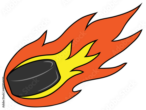 Hockey Puck with Flames and Fire Clipart Set 