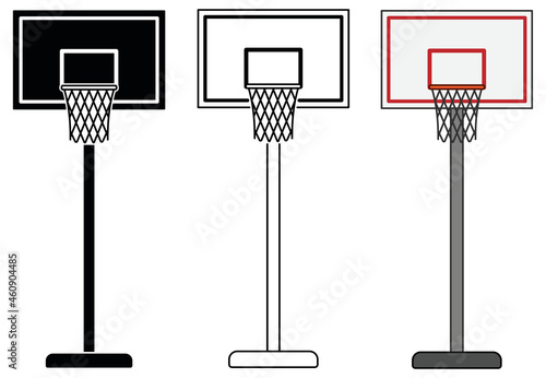 Basketball Net Clipart Set - Outline, Silhouette and Color