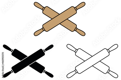 Crossed Rolling Pins for Baking Logo - Clipart Set