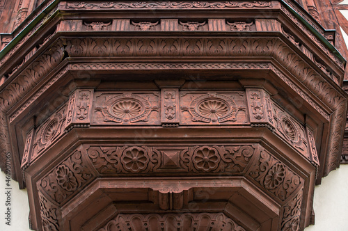 Architectural details at the Peles Castle in Sinaia city - Romania 28.Sep.2021 It is a palace built between 1873 and 1914 as the summer residence of the kings of Romania