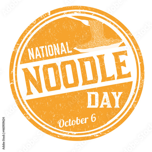 National noodle day grunge rubber stamp on white background, vector illustration