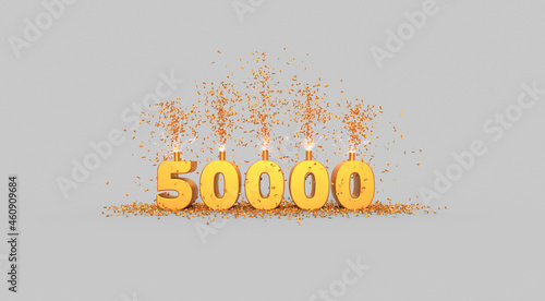 50000, 50K or five thousand celebration number - 3D rendering photo