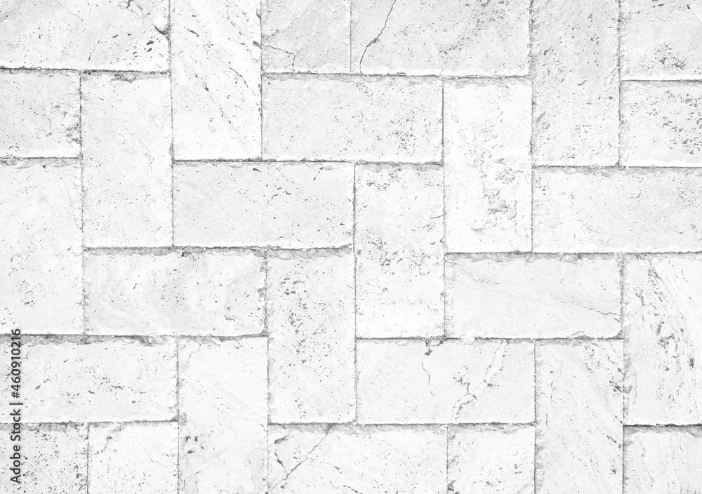 White brick pavers sidewalk background. Neutral texture of a flat brick