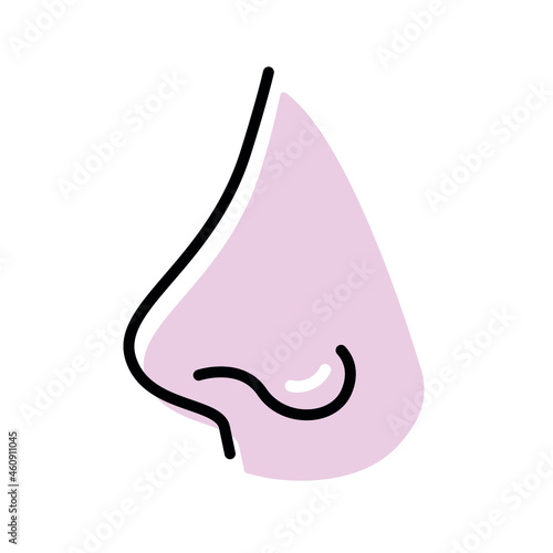 Nose line icon. Symbol of smell, breath. Simple shapes design. Vector illustration on white