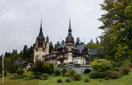 Peles Castle in Sinaia city - Romania 28.Sep.2021 It is a palace built between 1873 and 1914 as the summer residence of the kings of Romania