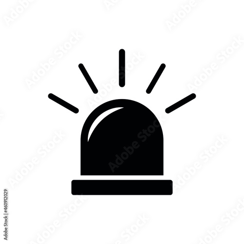 Police siren car icon. Light flashers symbol concept, black silhouette. Siren rescue or ambulance light. Vector illustration on white background