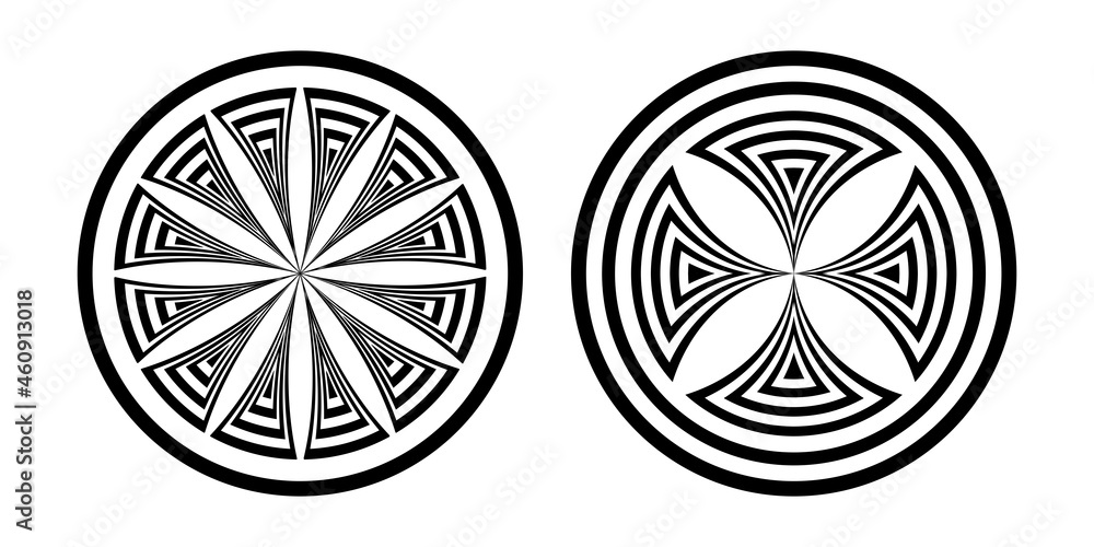 Set of abstract geometric circle design elements.