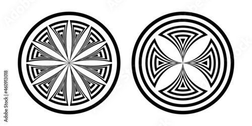 Set of abstract geometric circle design elements.