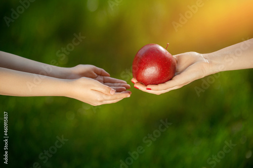 apple in hand, give someone an apple