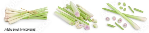 Photos Fresh Lemongrass isolated on white background, Set or collection