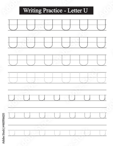Alphabet tracing worksheet. A-Z writing pages. Handwriting exercise for kids. Printable worksheet. © Cecily Arts
