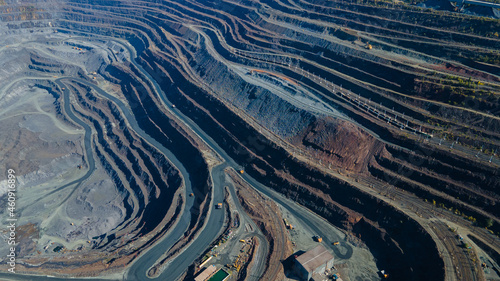 Huge iron ore quarry iron ore quarry top view Aero photo shoot.