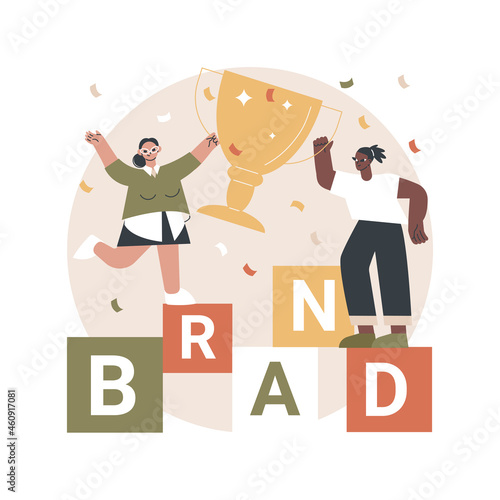 Branded competition abstract concept vector illustration. Marketing competitive event, company-sponsored contest, brand identity, rebranding media campaign, digital advertising abstract metaphor.