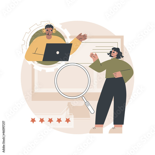Customer self-service abstract concept vector illustration. E-support system, electronic proactive customer, online assistance, FAQs knowledge base, representative free shop abstract metaphor.