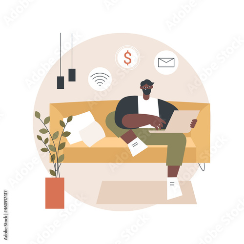 Become a freelancer abstract concept vector illustration. Distant work, individual freelance job, becoming independent entrepreneur, finding clients online, digital nomad abstract metaphor.