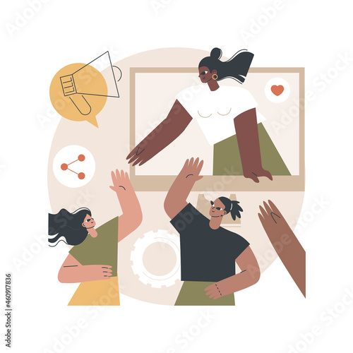 Referral program abstract concept vector illustration. Referral marketing method, friend recommendation, acquire new customer, product promotion, social media influencer, loyalty abstract metaphor.