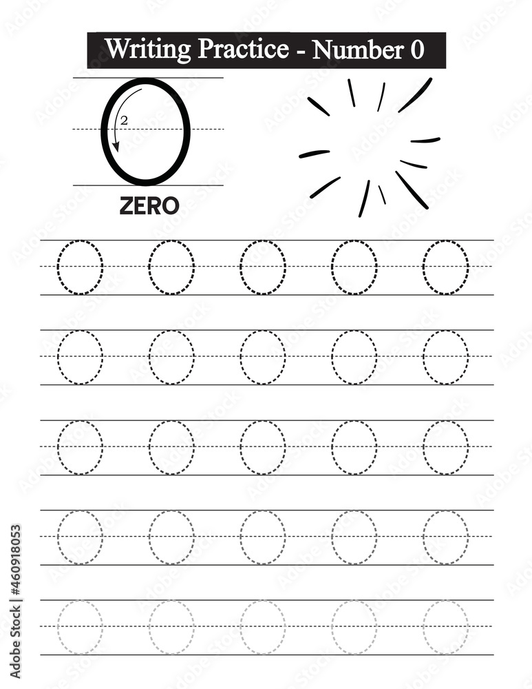 Numbers tracing worksheet. 1-10 writing pages. Handwriting exercise for ...