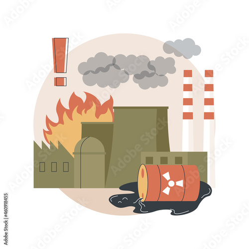 Technological disasters abstract concept vector illustration. Chemical industry disaster, technological catastrophe, industrial catastrophic event, factory accident, environment abstract metaphor.
