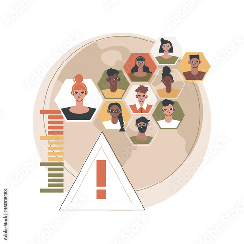 Overpopulation abstract concept vector illustration. World human overpopulation, resource overconsumption, densely populated area, urban population growth, inhabitant increase abstract metaphor.