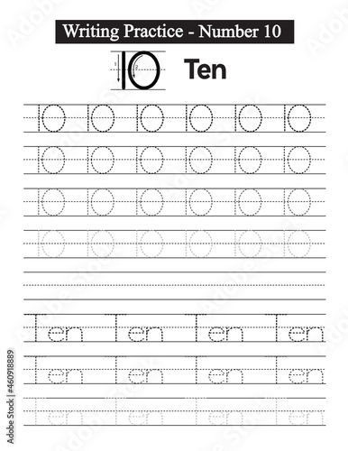 Numbers tracing worksheet. 0-100 writing pages. Handwriting exercise for kids. Printable worksheet.