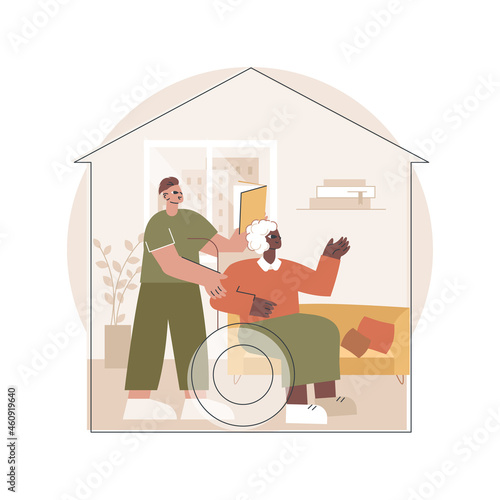 Elderly care abstract concept vector illustration. Elderly people medical care, home nursing for seniors, geriatric healthcare service, live in assistance, retiree companion abstract metaphor.