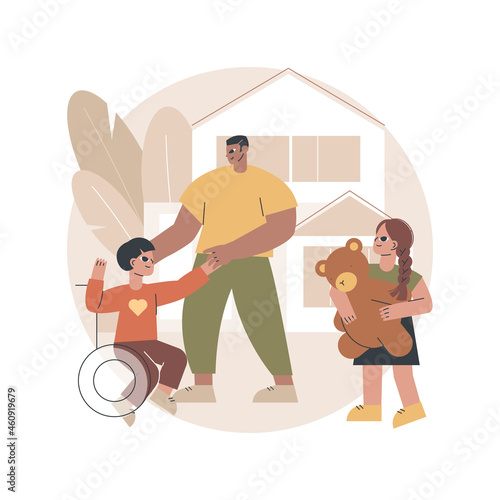 Social adaptation of disabled people abstract concept vector illustration. Adaptation of children with disability, adapting to social environment, technology for disabled people abstract metaphor.