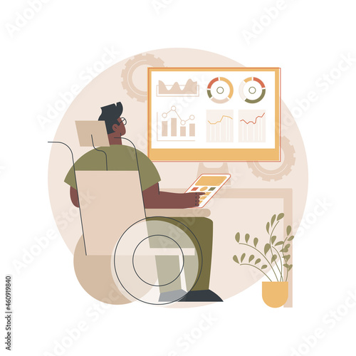 Assistive technology abstract concept vector illustration. Assistive devices for disabled people, adoptive technology, rehabilitation of elderly population, personal daily care abstract metaphor.