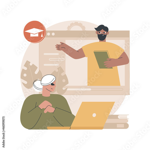 Online learning for seniors abstract concept vector illustration. Online courses for seniors, additional education, free online program, learning community, online quizz abstract metaphor.