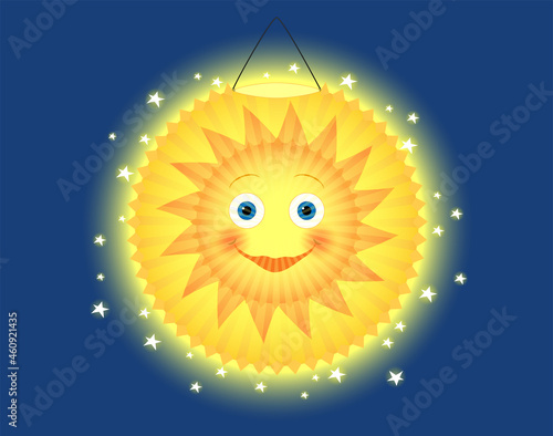 Kinder Laterne -Sonne- in der Dunkelheit für den Martins Umzug,
Vektor Illustration
