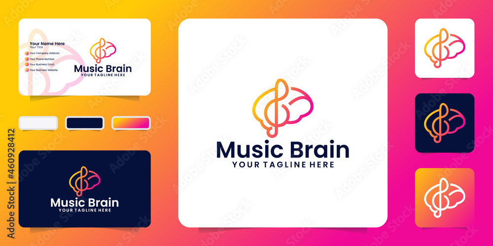 Fototapeta premium brain and music creative logo design inspiration and business card inspiration