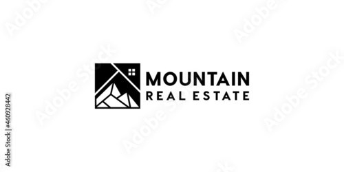 mountain peak logo design inspiration and real estate logo templates and business cards