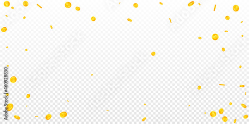 British pound coins falling. Lovely scattered GBP coins. United Kingdom money. Brilliant jackpot, wealth or success concept. Vector illustration.