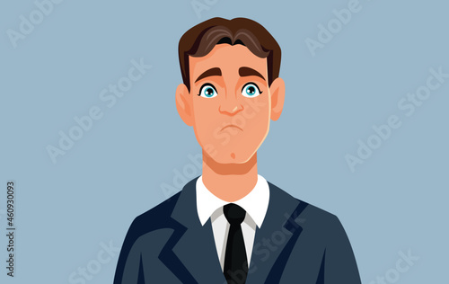 Desperate and Upset Businessman Vector Cartoon Illustration