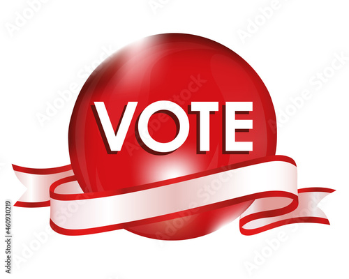 vote in red sphere and ribbon illustration