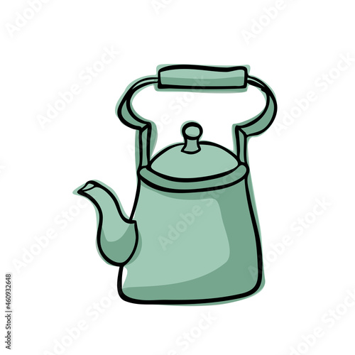 Сolor vector illustration of a teapot for brewing tea and coffee. Isolated on white background