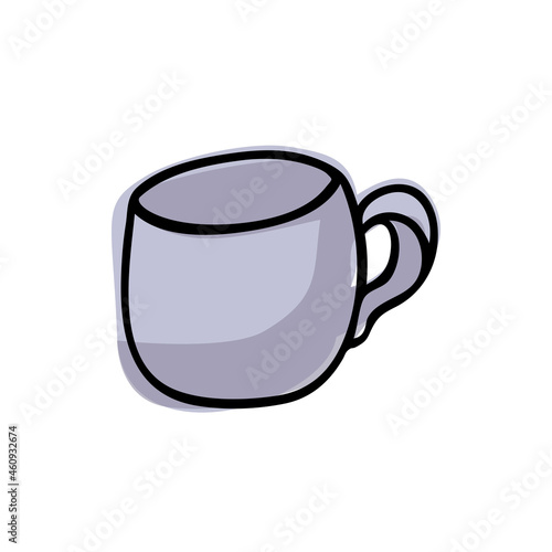 color vector illustration of a cup with . A doodle-style cooking tool on an isolated background