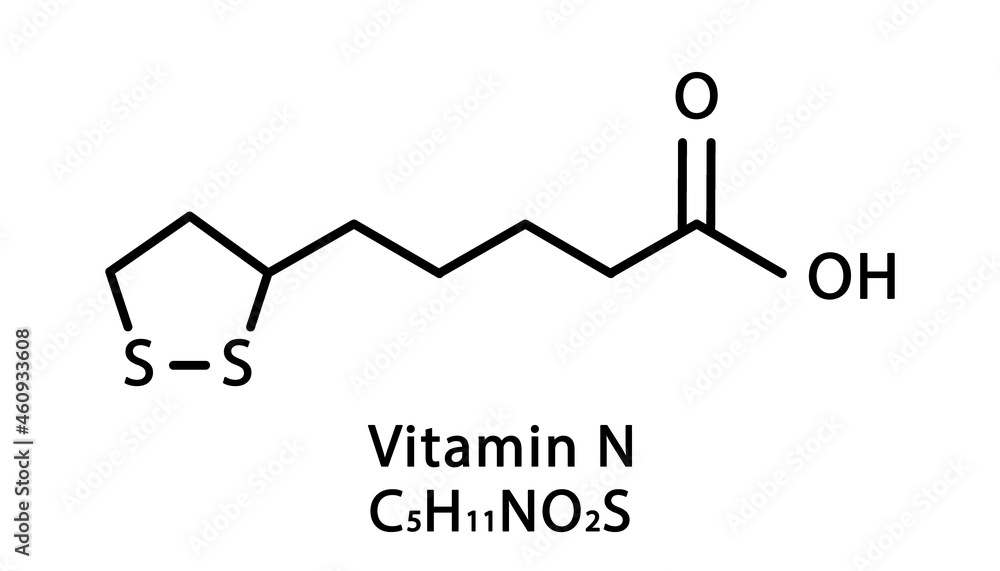 Vitamin N Lipoic Acid Molecular Structure N Lipoic Acid Vitamin Skeletal Chemical Formula 1570