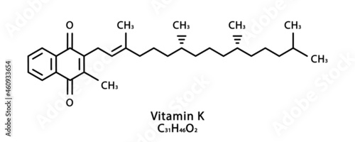 Vitamin K Phylloquinone molecular structure. Vitamin K Phylloquinone skeletal chemical formula. Chemical molecular formulas
