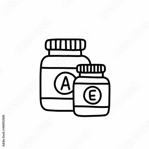 vitamins doodle icon, vector color line illustration