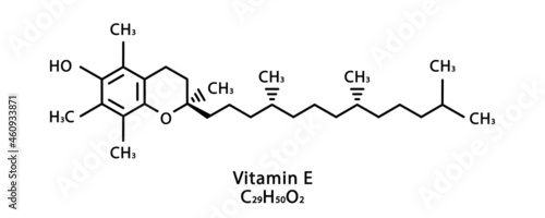 Vitamin E Tocotrienol molecular structure. Vitamin E Tocotrienol skeletal chemical formula. Chemical molecular formulas