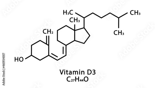 Vitamin D3 Cholecalciferol molecular structure. Vitamin D3 Cholecalciferol skeletal chemical formula. Chemical molecular formulas