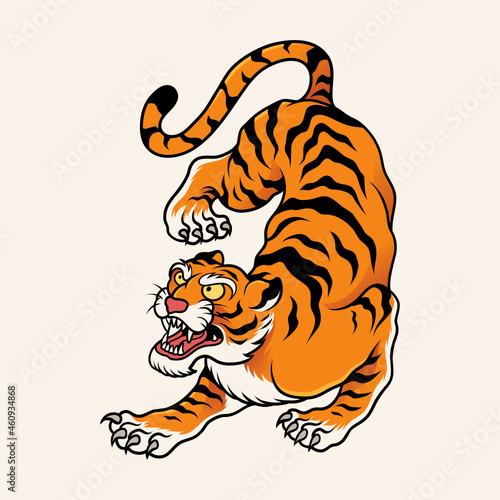 Japanese tiger tattoo vector illustration