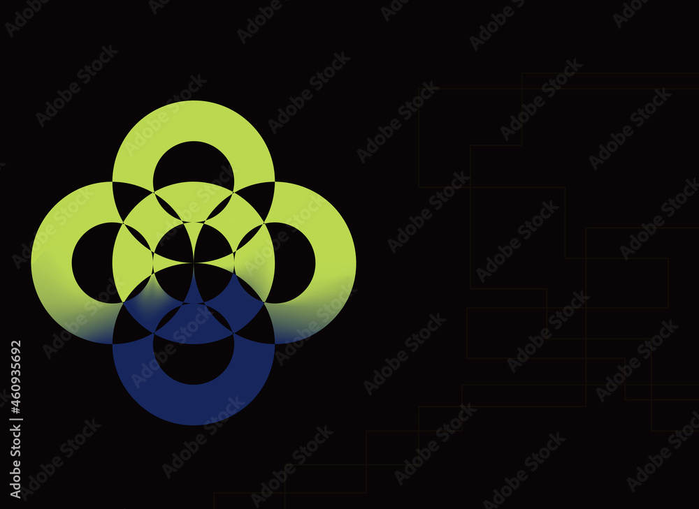 Abstract simple green, dark, blue gradient shapes background