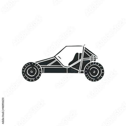 Buggy ATP Icon Silhouette Illustration. Race Vehicle Vector Graphic Pictogram Symbol Clip Art. Doodle Sketch Black Sign.